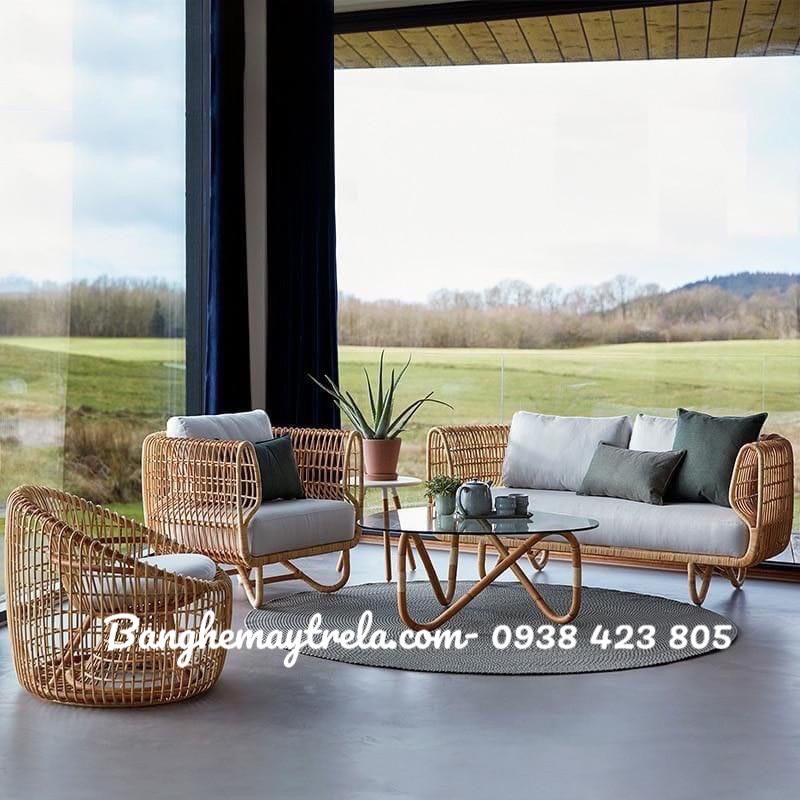 Bàn ghế sofa mây tổ yến hiện đại